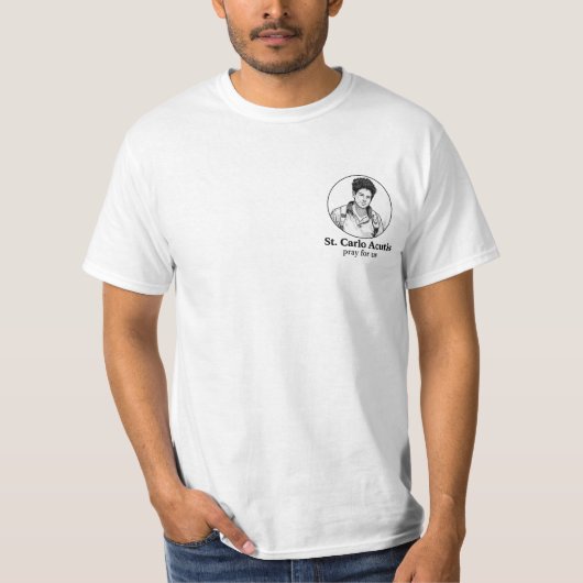 カルロ・アクティス聖人のイコン&スケッチデザイン Tシャツ (正面)