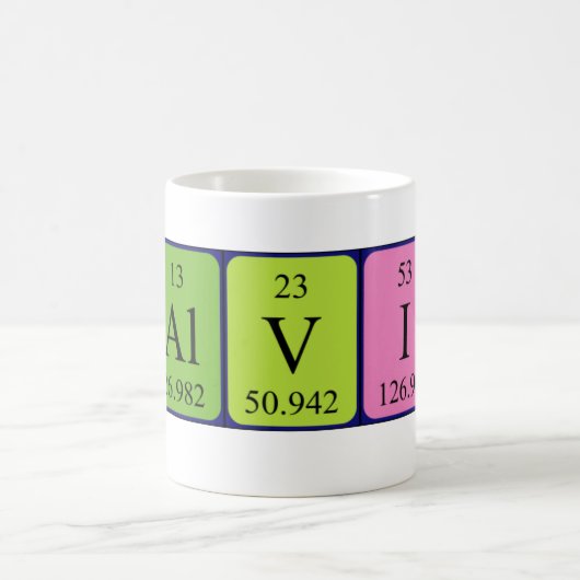 カルヴァンの周期表の名前のマグ コーヒーマグカップ (中央)
