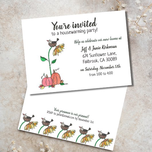 カルーインネストとカボチャ秋引っ越し祝いパーティーパーティー 案内状