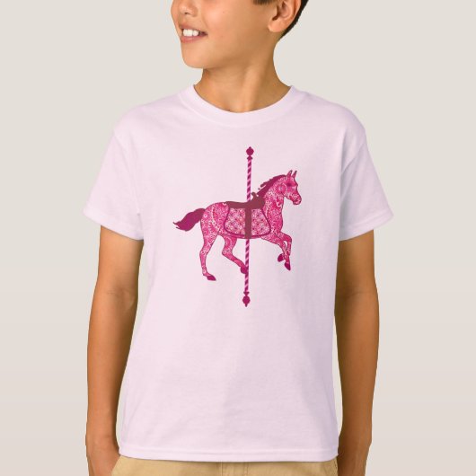 カルーセルホース - フクシアピンク Tシャツ (正面)
