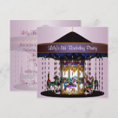 カルーセルポニーの8歳の誕生日パーティー招待状 8歳 招待状 (正面/裏面)