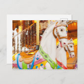 カルーセル馬のヴィンテージはメリーはがき丸く行く ポストカード (正面/裏面)