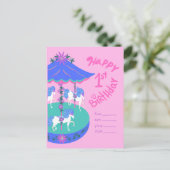 カルーセル馬 1歳の誕生日 ポストカード (スタンド正面)