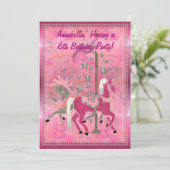 カルーセル・ドリームス カスタム ガールズ バースデー アナウンスメント 招待状 (スタンド正面)