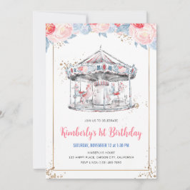 カルーセル ワンダーランド ピンク バースデー 招待状