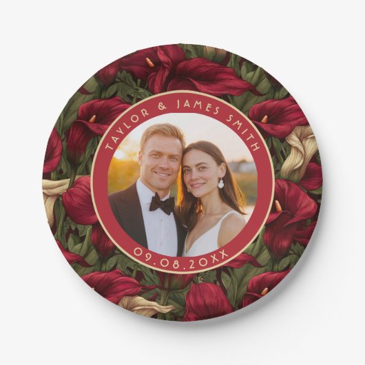 カレはっきりしたリリープレートのウェディングパシンプルーティー ペーパープレート (正面)