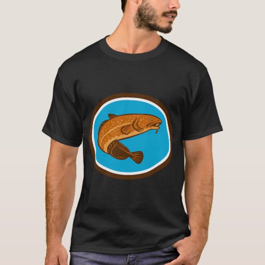 カレイタナゴ 楕円形 レトロ Tシャツ (正面)