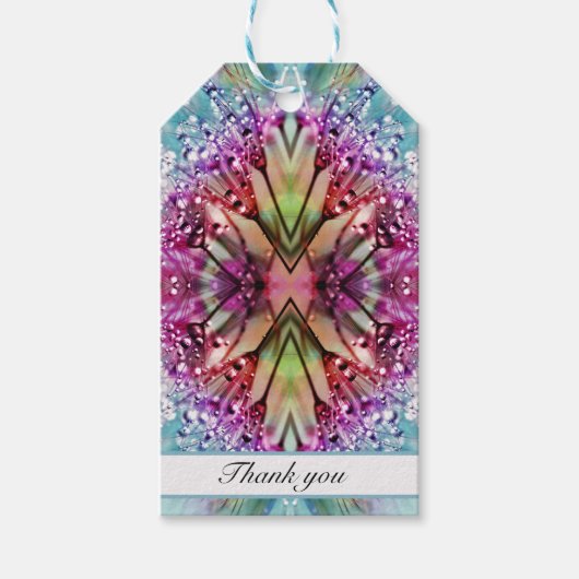 カレイドスコープ デュードロップス：アブストラクト フローラル アート ギフトタグ (正面)