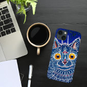カレイドスコープ 猫 青 iPhone 16ケース
