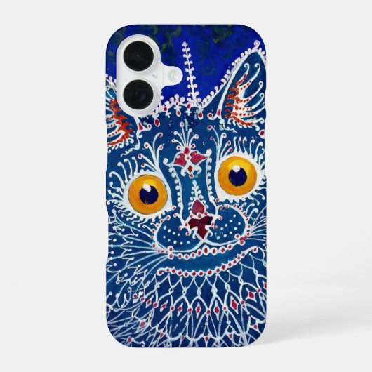 カレイドスコープ 猫 青 iPhone 16ケース (裏面)
