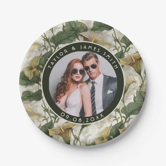 カレエレガントリリープレートズウェディングシャワーパー ペーパープレート (正面)