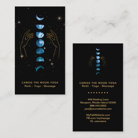 *～*カレスムーンブルーティール（緑がかった色）フェーズ+ハンズスター 名刺 (正面/裏面)