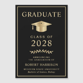 カレッエレガントジブラック金ゴールド卒業 マグネット招待状