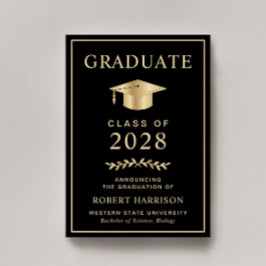 カレッエレガントジブラック金ゴールド卒業 案内状