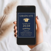 カレッエレガントジブルー金ゴールド卒業パーティー 招待状