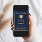 カレッエレガントジブルー金ゴールド卒業 案内状