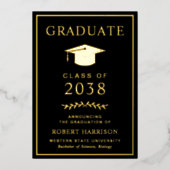 カレッエレガントジ・ブラック卒業フォイル発表 箔招待状 (正面)