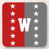 カレッジカラースクリートレッド&ダークグレーモノグラム コースター (正面)