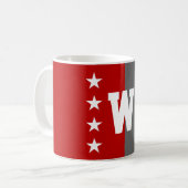 カレッジカラースクリートレッド&ダークグレーモノグラム コーヒーマグカップ (正面左)