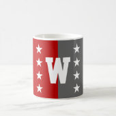 カレッジカラースクリートレッド&ダークグレーモノグラム コーヒーマグカップ (中央)