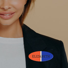 カレッジカラーズオレンジホワイト&ブルーモノグラム 名札