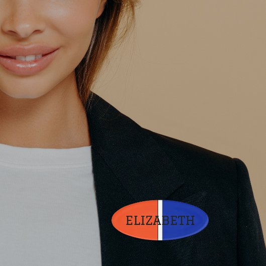 カレッジカラーズオレンジホワイト&ブルーモノグラム 名札