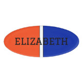 カレッジカラーズオレンジホワイト&ブルーモノグラム 名札 (正面)