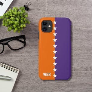 カレッジカラーズオレンジ、紫、白モノグラム iPhone 11 ケース