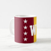 カレッジカラーズマルーン&金ゴールドモノグラム コーヒーマグカップ (正面左)