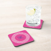 カレッジギリシャソロリティパーソナライズされたイニシャルピンク  コースター (右側)