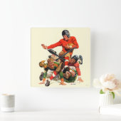 カレッジサッカー スクエア壁時計 (ホーム)