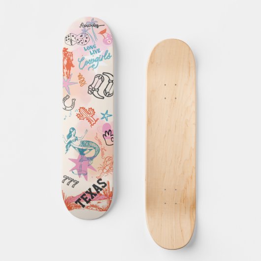 カレッジスケートボード女性のカーボーイドルムルームウォールアート スケートボード (正面)