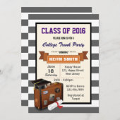 カレッジトランクパーティの招待状。卒業党 招待状 (正面/裏面)