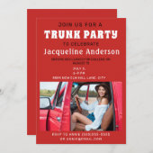 カレッジトランクパーティードームシャワー赤写真 招待状 (正面/裏面)