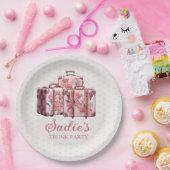 カレッジトランクパーティーヴィンテージスーツケースPink ペーパープレート (パーティー)