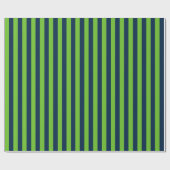 カレッジネイビーブルーとアクショングリーン縦型ストライプ ラッピングペーパー (フラット)