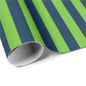 カレッジネイビーブルーとアクショングリーン縦型ストライプ ラッピングペーパー (ロールコーナー)