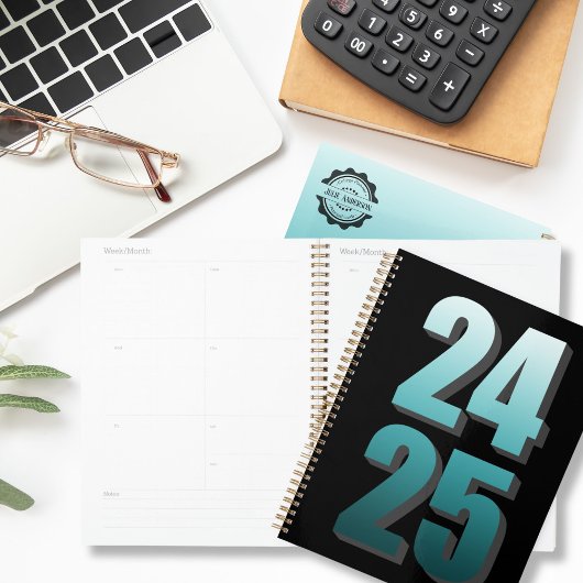 カレッジビジネスティール(緑がかった色)とブラック2024 2025パーソナル プランナー手帳