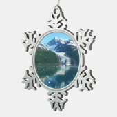 カレッジフィヨルドI美しいアラスカ写真 スノーフレークピューターオーナメント (右)