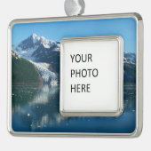 カレッジフィヨルドII美しいアラスカ写真 シルバープレートフレームオーナメント (左)