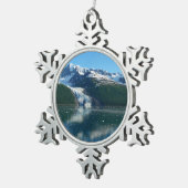 カレッジフィヨルドII美しいアラスカ写真 スノーフレークピューターオーナメント (右)