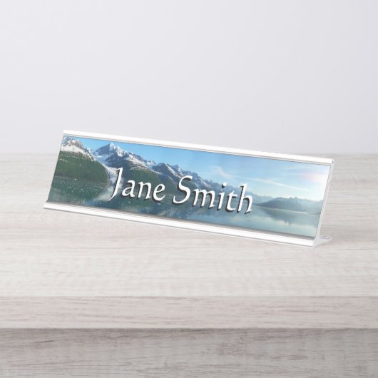 カレッジフィヨルドII美しいアラスカ写真 デスクネームプレート (正面)
