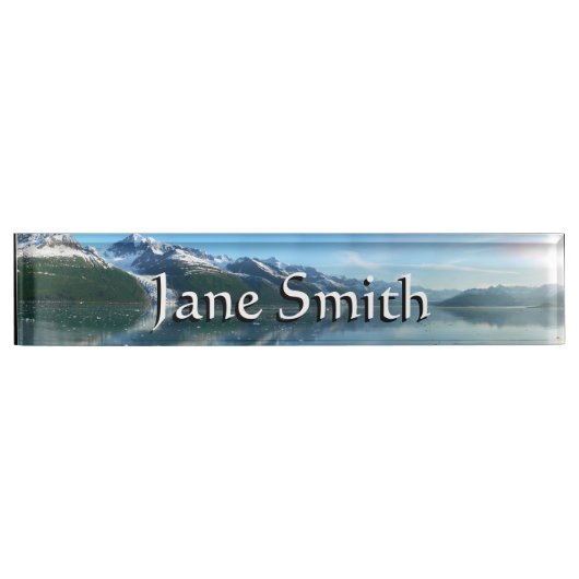 カレッジフィヨルドII美しいアラスカ写真 デスクネームプレート (正面)