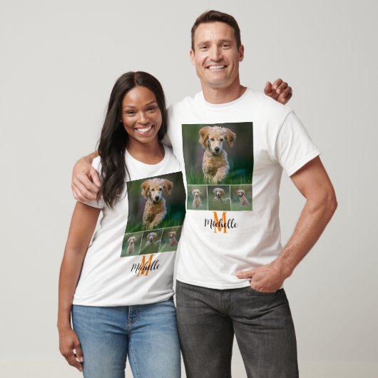 カレッジフォトモノグラムスクリプト名ユニセックスカスタム Tシャツ (ユニセックス)