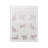 カレッジルールド8/5 x 11バラ金ゴールド猫シルエット ノートパッド (回転)