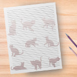 カレッジルールド8/5 x 11バラ金ゴールド猫シルエット ノートパッド<br><div class="desc">College Rild Notepad – 標準レターサイズページ – 8.5" X 11"簡単の各ページに黒いカレッジの罫線が引かれた書 – 猫のバラ金ゴールドのシルエットを背景に白い背景を持つ片面ノートブック紙</div>