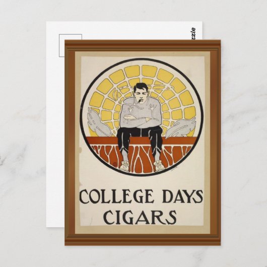 カレッジ日シガーヴィンテージ男性円Ad ポストカード (正面/裏面)