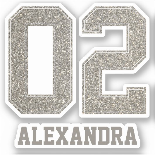 カレッジ番号02フェイク金ゴールドグリッター名前をカスタムする シール (正面)