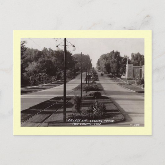カレッジ・アベージ、フォート・コリンズ、コロラド・ヴィンテージ ポストカード (正面)