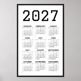 カレッジ スチューデント フルイヤー ベーシック 2027 カレンダー ウォール ポスター